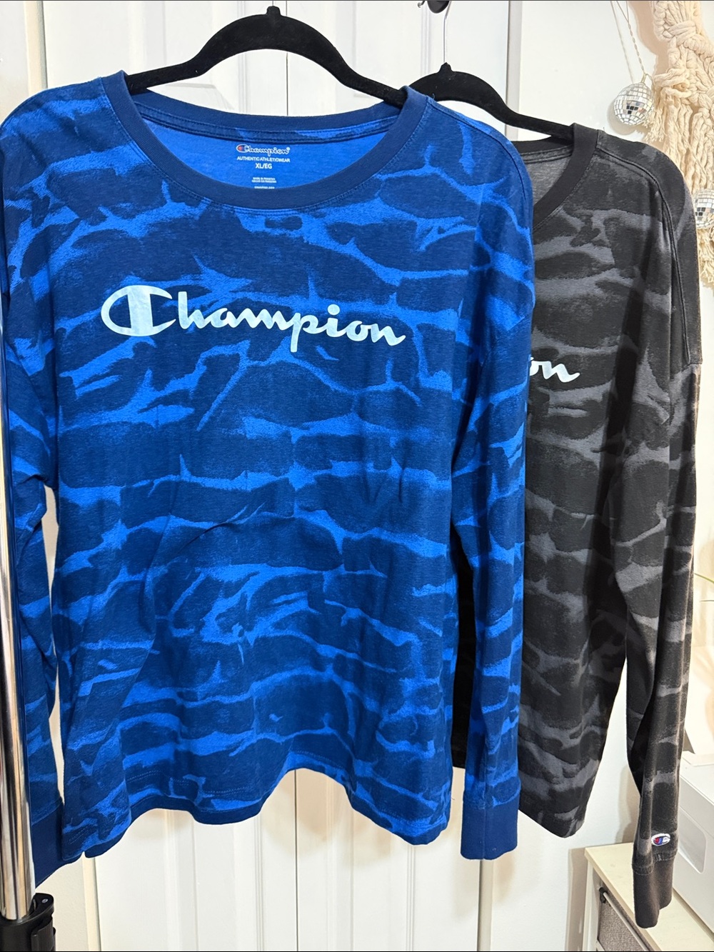 Champion Kids Long-Sleeve Blue Camo Logo Tee